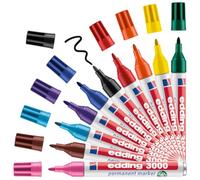 Marcatore permanente; conf. 10 pz.; punta conica; colore nero; tratto 1,5-3 mm