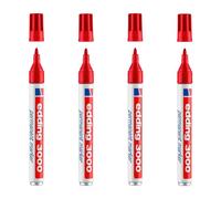 Marcatore Permanente Edding 3000 Set di 4 Punta Tonda 1.5-3 mm Rosso