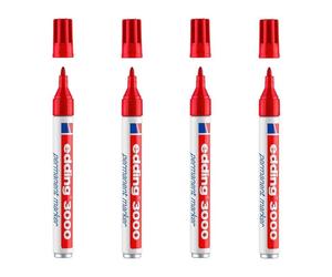 Marcatore Permanente Edding 3000 Set di 4 Punta Tonda 1.5-3 mm Rosso