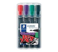 STAEDTLER 352 WP4-1 Lumocolor - Pennarelli permanenti, confezione da 4 colori assortiti, punta a proiettile