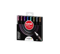 Marcatore Uni Posca punta media 8 colori metal assortiti M PC5MM 8P