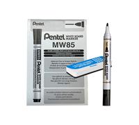 Marcatore white board MW85 - nero - Pentel - bundle 12 pezzi + cancellino magnet
