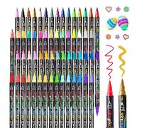 Marcatori a Doppia Punta - Penna Per Schizzi - 60 Colori Acrilici con Pennino Fine e Pennello per Disegno Pittura su Vetro Tessuto Legno Bambini