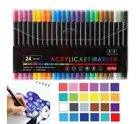 Marcatori acrilici per vernici acriliche | Set di pennarelli acrilici a doppia testa | 24/36 colori, resistente all'acqua, punta a pennello, forniture per l'arte, cancelleria per la pittura,