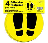 Marcatori adesivo da pavimento, impronta | Separatori di clienti per negozi | 4 unità di 19 cm (Giallo)