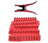 marcatori auricolari, For capre, bovini, pecore, maiali, cani e cervi, con 1 pinza for rimuovere i marchi auricolari, 001-100/001-200/001-300, numero 1-300/1-100(Red,1-100)