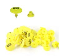 Marcatori auricolari per bestiame, 1-100 Numero di etichette auricolari for animali multicolori rotonde for suini, pecore, conigli, pollame(Yellow)