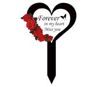 Marcatori di tombe commemorative, decorazioni tombe,Carta acrilica 2D per il cimitero - Cuore e incrocio Memorial Simpatia Grave Marcatori Carta per Outdoors Yard Garden