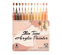 Marcatori Per Il Corpo - Matite Acriliche con Punta a Pennello Morbida - 12 Pezzi Pennarelli Da Disegno A Punta Fine,Per Adulti Ragazzi Adolescenti Schizzi Illustrazione Vetro Tessuto Legno Roccia Fes