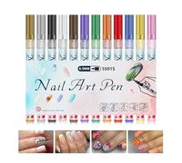 Marcatori Per Smalto Per Unghie - 12 Pezzi Strumenti Per Unghie A Punta Sottile Con Asciugatura Rapida | Doodle Pen Marcatore A Puntini | Per Decorazione Manicure, Lineatura E Tracciatura