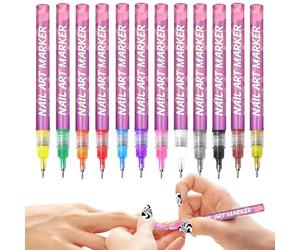 Marcatori Per Unghie | 12 Colori Penne Per Smalto Fai Da Te Artistiche,Penne per Disegnare Linee e Punti,Idee Regalo per Donna Ragazza Principiante Compleanno Festa Casa Salone