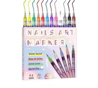 Marcatori Per Unghie,12 Pezzi Asciugatura Rapida Anti Sbavature Liner Artistico | Kit Di Marcatori Per Pittura Con Smalto Per Unghie | Per Ragazze Donne Adulti Principianti Tela Artigianato Sal