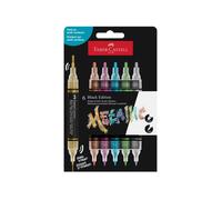 FABER-CASTELL 285517 - Pennarello acrilico Shake&Paint Black Edition, 6 penne acriliche, Pennarello con 2 punte tonde (3 mm e 1 mm)