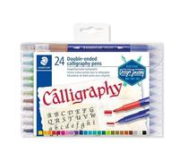 STAEDTLER 3005 TB24 Double-Ended Fibre-Tip Calligraphy Pens - Assorted Colours (