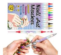 Marcatori Unghie - 12 Colori Penne A Doppia Punta Per,Marcatori Per Precisione Unghie | Per Donne Ragazze Fidanzata Figlia Principianti Vacanze Natale Compleanno Festa Casa E Salon