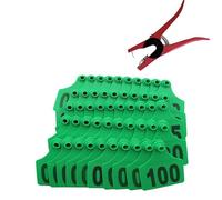 marcature per bestiame, For capre, bovini, pecore, maiali, cani e cervi, con 1 pinza for rimuovere i marchi auricolari, 001-100/001-200/001-300, numero 1-300/1-100(Green,1-100)