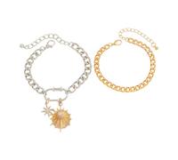 MARCBUSE 2 braccialetti alla moda in lega e ferro a catena con stella a otto punte e strass design accentato hip hop ispirato fascino oggetto di lusso