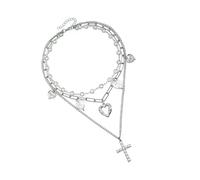 MARCBUSE 2000s Estetica Crocifisso Cuore Collana Leggero Lega Gioielli Trendy Collarbone Catena Per Sorella O Amico Moda Forward Gioielli Delle Donne