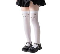 MARCBUSE Bella Stampa Anime Bambini Calzini Vellutati Sopra il Ginocchio Calze Calde Alta Elasticità Per Scuola Giapponese Abiti Scuola Giapponese Scuola, Cincillà bianco, 6 1/8