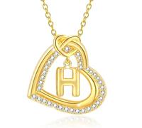 MARCBUSE Collana a forma di cuore con lettera personalizzabile con scintillanti pietre di zircone accessorio portatile per trendsetter alla moda Personalizza la collana della lettera, 23 3/8, come