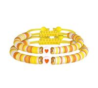 MARCBUSE Confezione da 2 braccialetti dell'amicizia intrecciati elastici da donna in argilla morbida gioielli braccialetti regolabili accessori unisex elastico braccialetto intrecciato, Misura unica