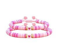 MARCBUSE Confezione da 2 braccialetti dell'amicizia intrecciati elastici da donna in argilla morbida gioielli braccialetti regolabili accessori unisex elastico braccialetto intrecciato, Misura unica