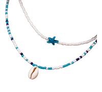 MARCBUSE Elegante collana a doppio filo con conchiglie per donne alla moda appassionati di moda e feste a tema spiaggia forniture gioielli da spiaggia, Misura unica, come descritto, come descritto