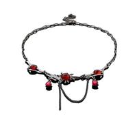MARCBUSE Elegante collana con zircone rosso per festival musicali, collana gotica per clavicola per fotografia di strada alla moda e collana alternativa da indossare tutti i giorni
