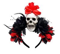 MARCBUSE Punk Skull Hairband con fiore simulazione Halloween copricapo per danza evento di ruolo e fotografia punk fornitura gotico teschio fiore Hairband