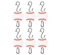 MARCBUSE Set di 6 ganci per recinzione a tema baseball, per appendere zaini, caschi e bottiglie d'acqua, organizzatori per amanti dello sport, idea regalo, zaini da baseball, recinzioni