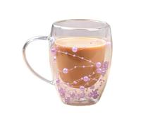 MARCBUSE Tazze da caffè isolate a doppio strato da 350 ml, con manico, in vetro, adatte per bevande calde e dolci freddi, eleganti tazze