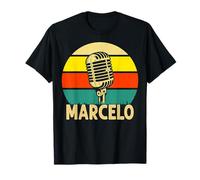 Marcelo Nome Retro Microfono Divertente Musica 80s Vintage Lovers Maglietta