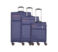 March15 Trading Silhouette 4 ruote Set di valigie 3 pezzi espandibile blu