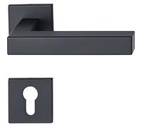 MARCHESI 1836M.2145M-2147M-253 Maniglia Square su Rosetta Piatta PZ, Acciaio Inox Nero Opaco