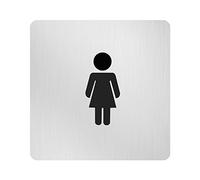 MARCHESI 4674580301 Targhetta per WC Donna, 100 x 100 mm, 1 Pezzo, Alluminio anodizzato Argento