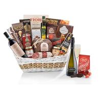 Marchesi Prioli Cesto Regalo Grecale con Vini, Panettone, Salumi e Specialità, Confezione Regalo in Vimini con Manici, 20 Prodotti