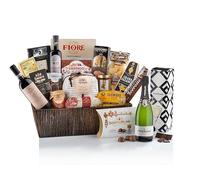 Marchesi Prioli Cesto Regalo Mirò, Panettone Classico Milanese 750g, Spumante Gran Cuvée, Salumi, Formaggi, Pasta, Dolci, Vini