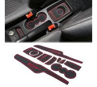 MARCHFA Anti-polvere Antiscivolo per Fiesta 2009 2010 2011 2012 2013 2014 2015 2016 2017 Accessori Auto Tappetino per Console Centrale Tappetino per Porta 10Pcs (Rosso)