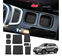 MARCHFA Tappetini in gomma per console centrale per Vitara 2016-2023 2024 2025 Auto Accessori per Vitara Tappetino Antiscivolo per Console Centrale Sottobicchieri 8 pezzi(nero)