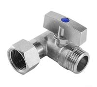 Marchfunny Connettore deviatore d'acqua a 3 vie in ottone con valvole di intercettazione, per rubinetto del bagno e lavello della cucina, in acciaio inox (destra)