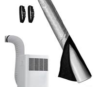 Marchfunny Copertura isolata poliestere del tubo flessibile della manica 150CM di protezione della condotta del condizionatore d'aria con le cinghie dell'installazione per l'argento delle unità