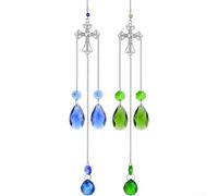Marchfunny Elegante set di due pezzi con croce Sunshinecatcher con pietre preziose lucide e prismi che producono arcobaleno