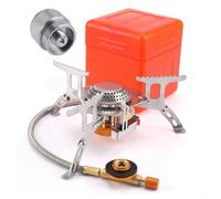 Marchfunny Fornello a gas da campeggio in acciaio inox con filettatura EN417 bruciatore portatile per esterni con custodia per avventure di viaggio (2)