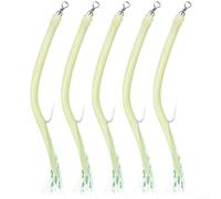 Marchfunny Ganci per anguilla in acciaio inox, confezione da 5 pezzi, per impianti Sabiki, rivestimento fosforescente, aumenta la visibilità durante l'alba al tramonto e la pesca notturna (8/0 bianco)