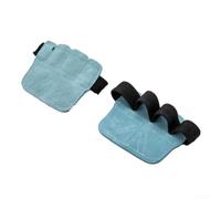 Marchfunny Guanti da sollevamento pesi con doppio strato in pelle bovina e quattro anelli per dita per un supporto mirato durante le routine di trazione e pressione sopraelevata (blu)