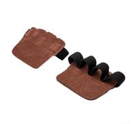 Marchfunny Guanti per sollevamento pesi con doppio strato in pelle bovina e quattro anelli per dita per un supporto mirato durante le routine di trazione e pressione sopraelevata (marrone)