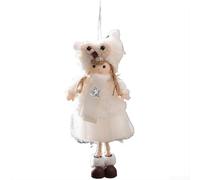 Marchfunny Ornamento a forma di angelo in peluche con trama a rete per albero di Natale, adorabile bambola in tessuto, 8 x 3 x 19 cm, ciondolo festivo (bianco)