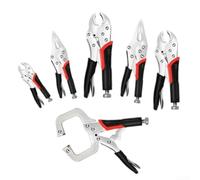Marchfunny Set professionale di 6 pinze grandi in metallo con bocca rotonda naso quadrato ganascia curva scatola di immagazzinaggio attrezzature da officina
