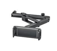 Marchfunny Supporto per tablet per poggiatesta posteriore dell'auto, con telaio in metallo regolabile a più assi, supporto pieghevole a doppio polo, manopola di bloccaggio e compatibilità con distanza