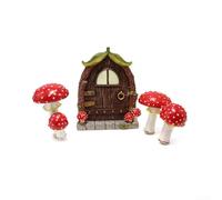 Marchfunny Woodland Theme Fairy Garden Door Set Resina Fungo Fungo Finestra Outdoor Garden Decor Accessorio Marrone